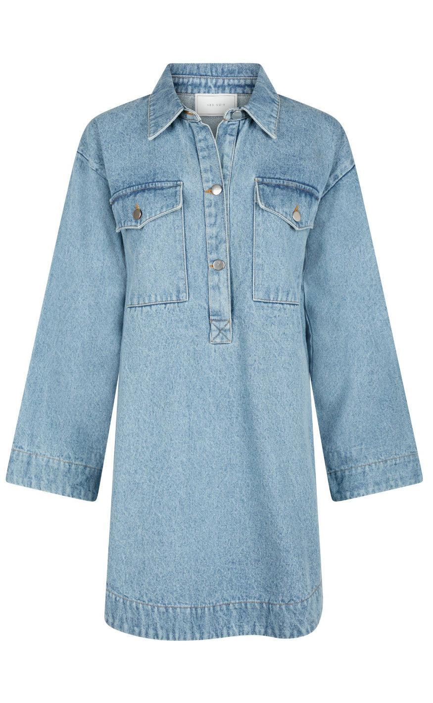 Neo Noir Kjole - Paras Denim - Smoke Blue