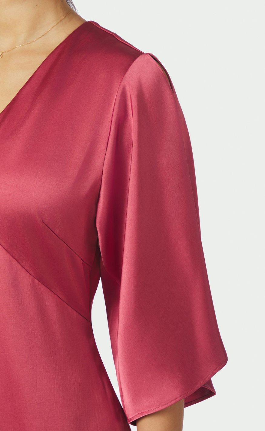 Neo Noir Kjole - Remara Heavy Sateen - Cherry Pink