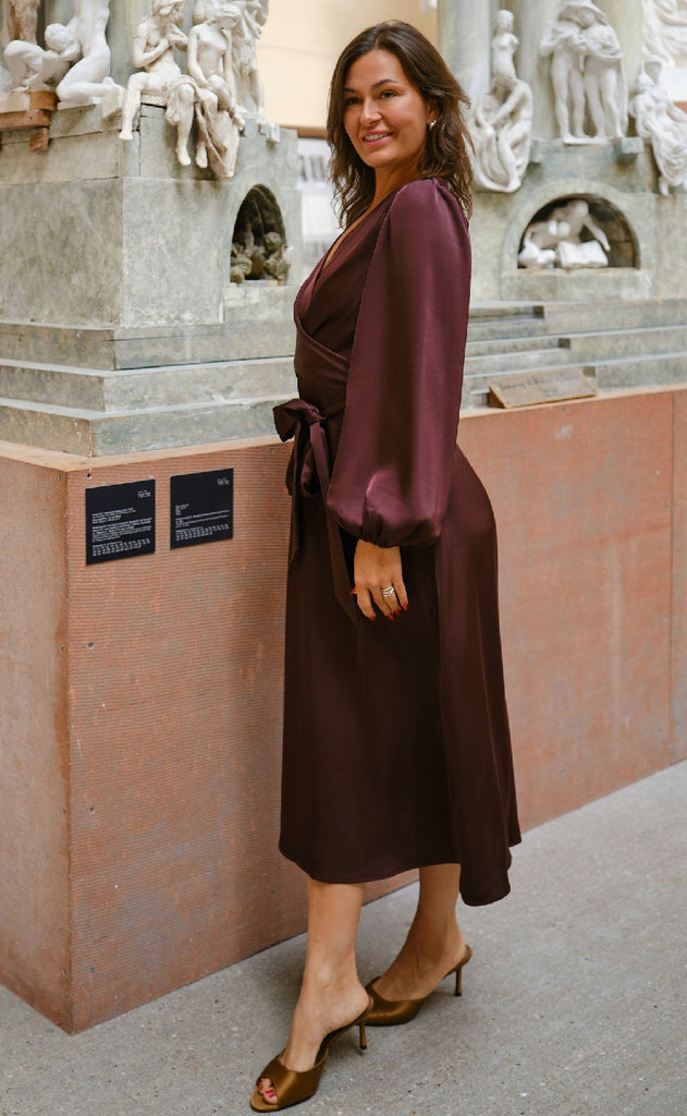 Neo Noir Kjole - Rimini Heavy Sateen - Burgundy