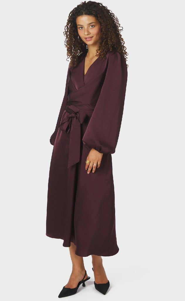 Neo Noir Kjole - Rimini Heavy Sateen - Burgundy