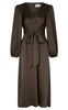 Neo Noir Kjole - Rimini Heavy Sateen - Dark Brown