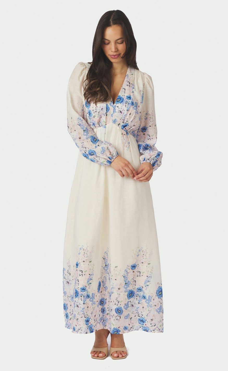 Neo Noir Kjole - Silfi Flower - Blue