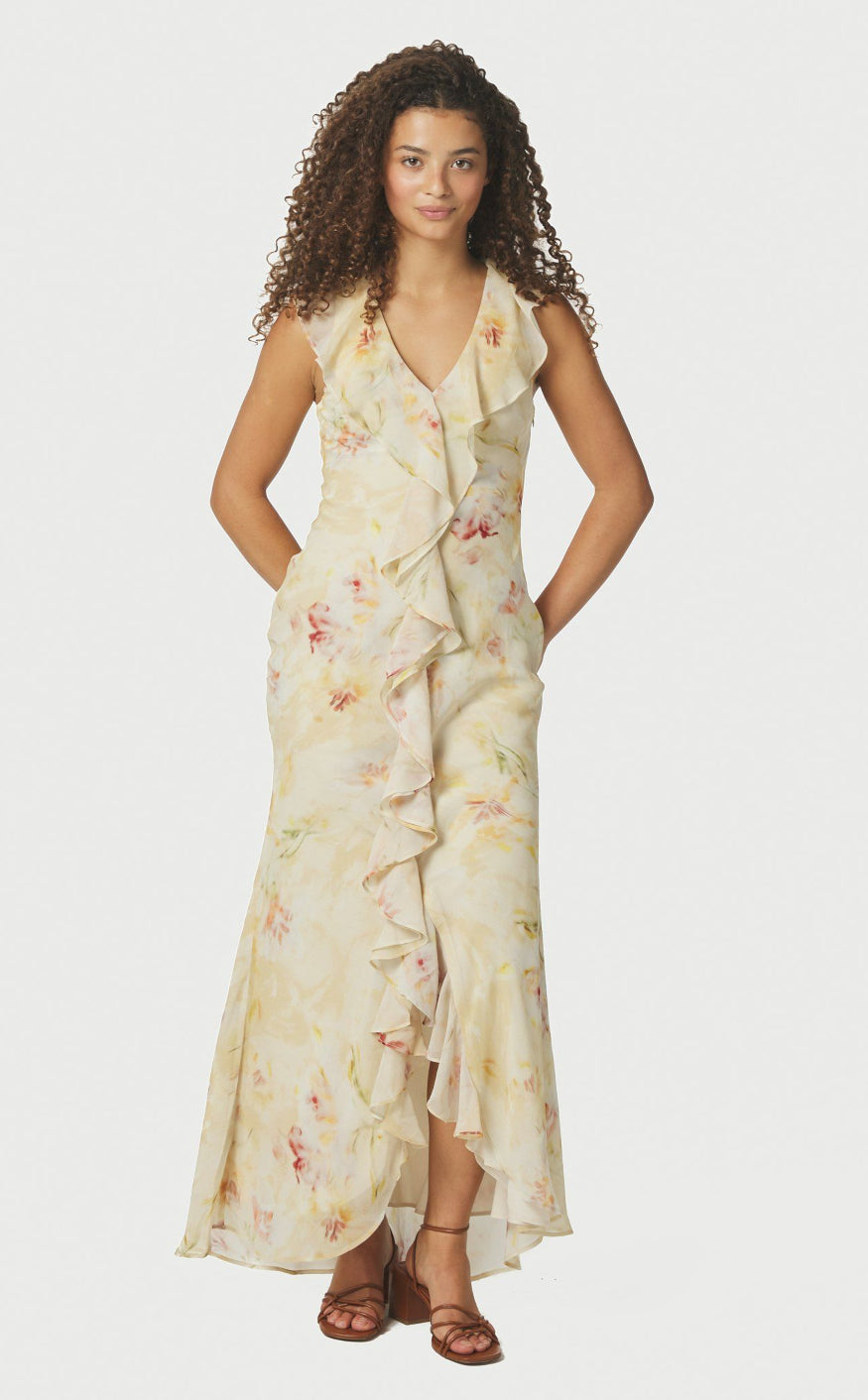 Neo Noir Kjole - Zella Chiffon - Dusty Yellow