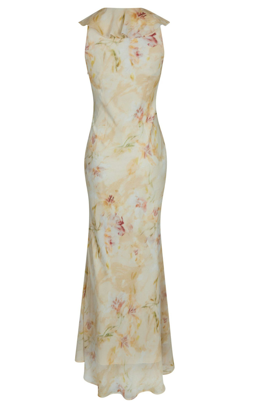 Neo Noir Kjole - Zella Chiffon - Dusty Yellow
