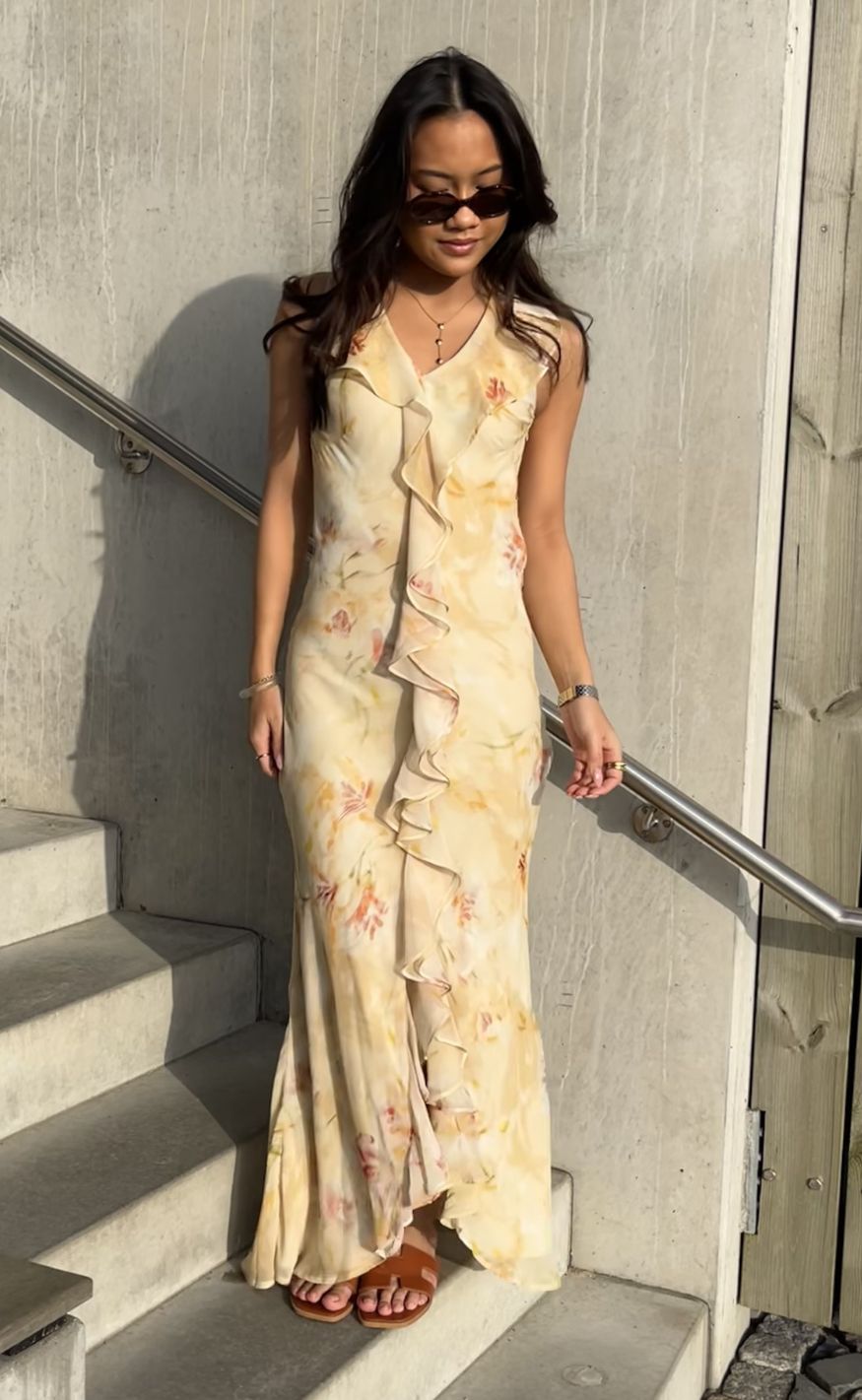 Neo Noir Kjole - Zella Chiffon - Dusty Yellow