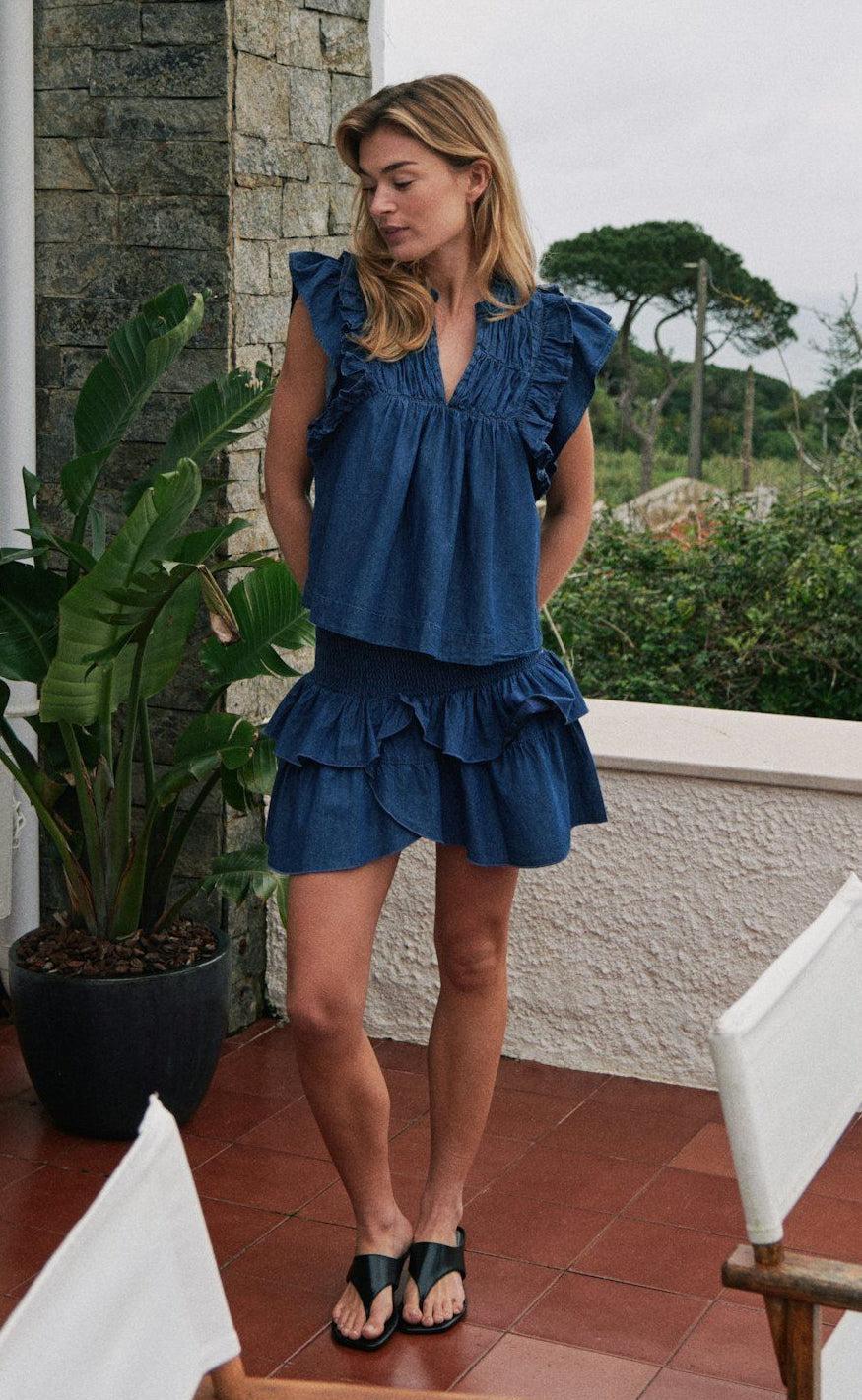 Neo Noir Nederdel - Carin Denim - Blue