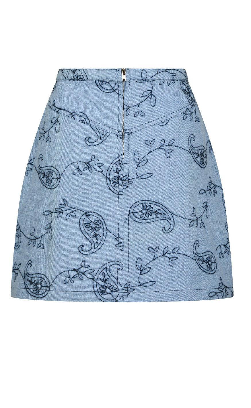 Neo Noir Nederdel - Gabani Embrodiery - Blue