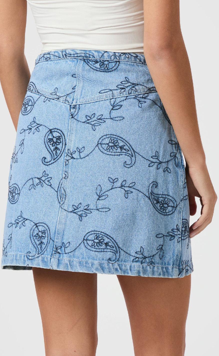 Neo Noir Nederdel - Gabani Embrodiery - Blue