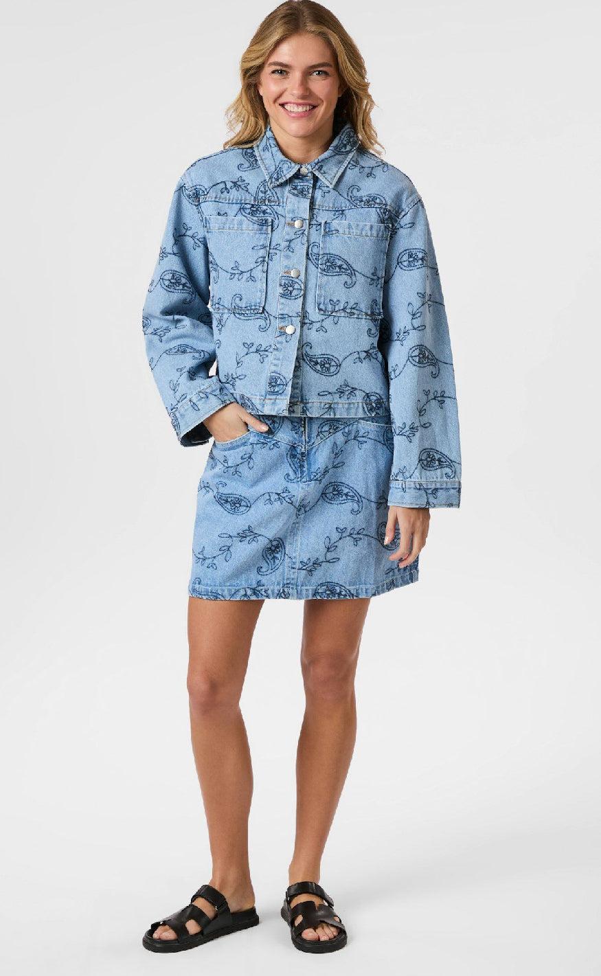 Neo Noir Nederdel - Gabani Embrodiery - Blue