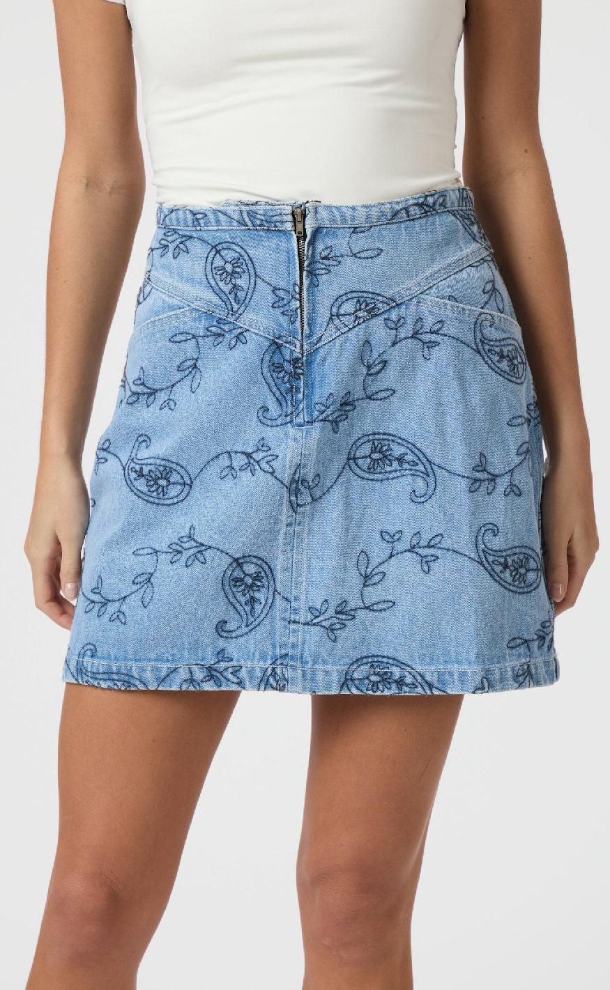 Neo Noir Nederdel - Gabani Embrodiery - Blue