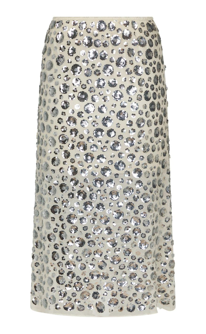 Neo Noir Nederdel - Gilla Flower Sequins - Creme