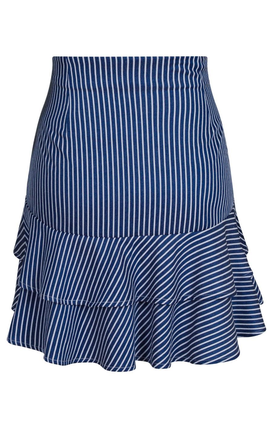 Neo Noir Nederdel - Kacie Stripe - Blue