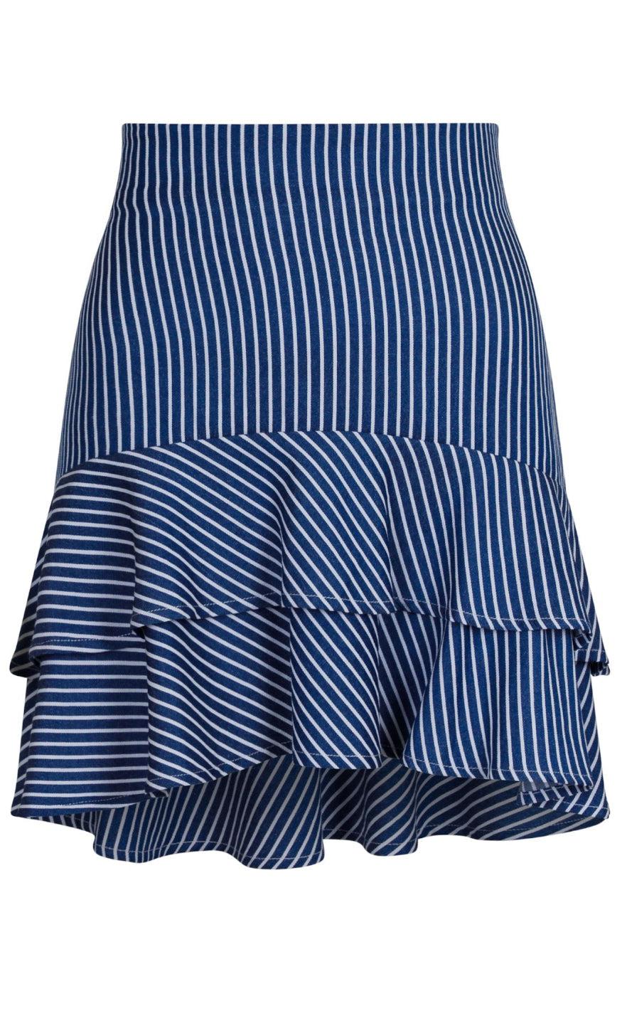 Neo Noir Nederdel - Kacie Stripe - Blue