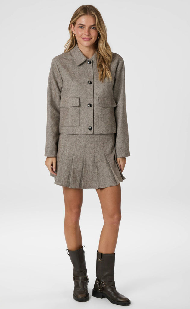 Neo Noir Nederdel - Laurina Herringbone - Dusty Brown