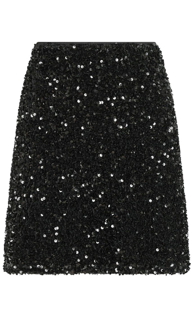 Neo Noir Nederdel - Miva Velvet Sequins - Black