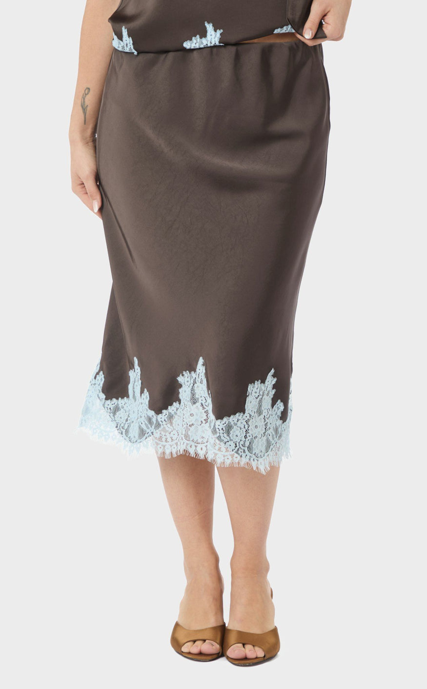 Neo Noir Nederdel - Naira Lace - Dark Brown