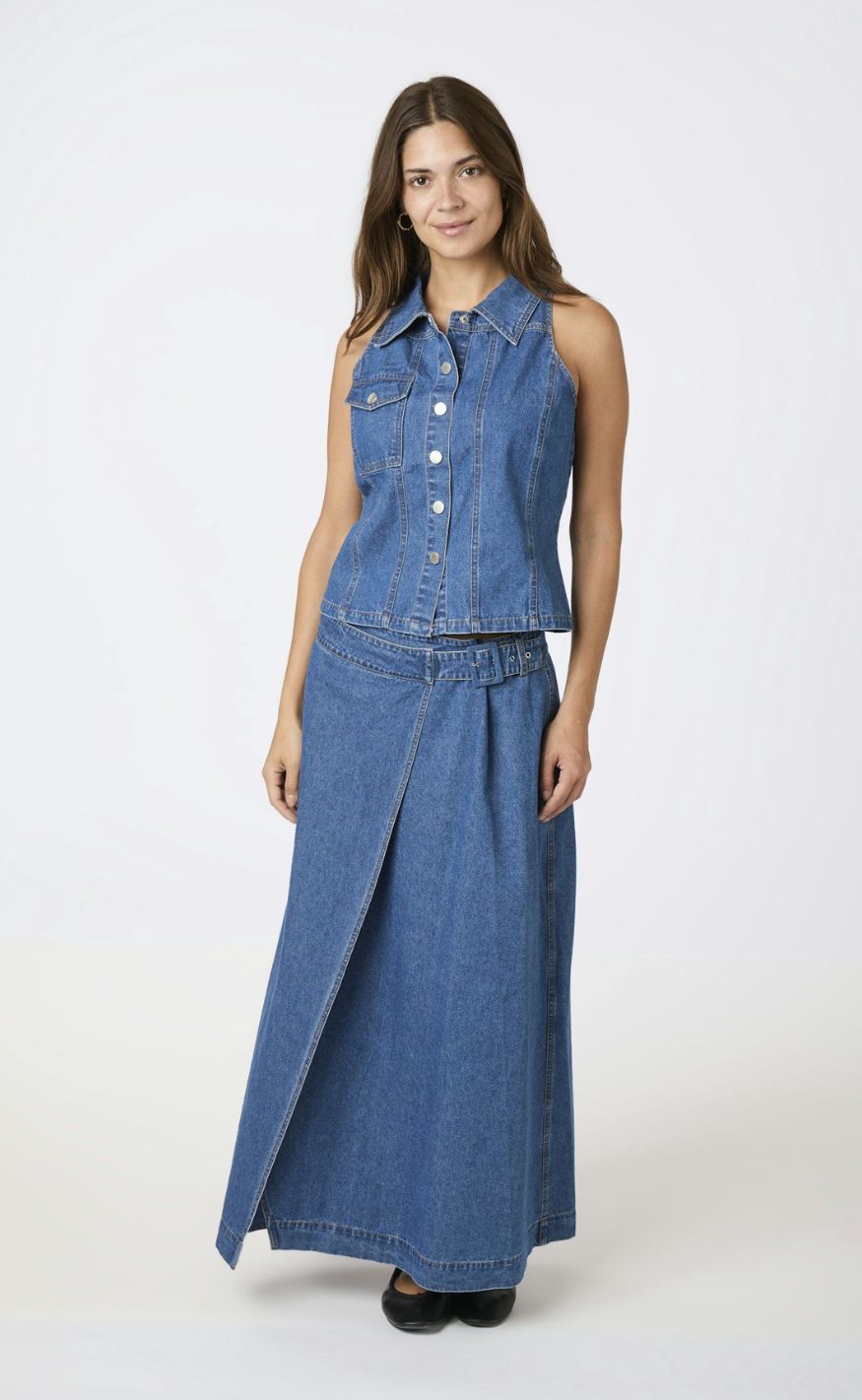 Neo Noir Nederdel - Nina Wrap Denim - Blue