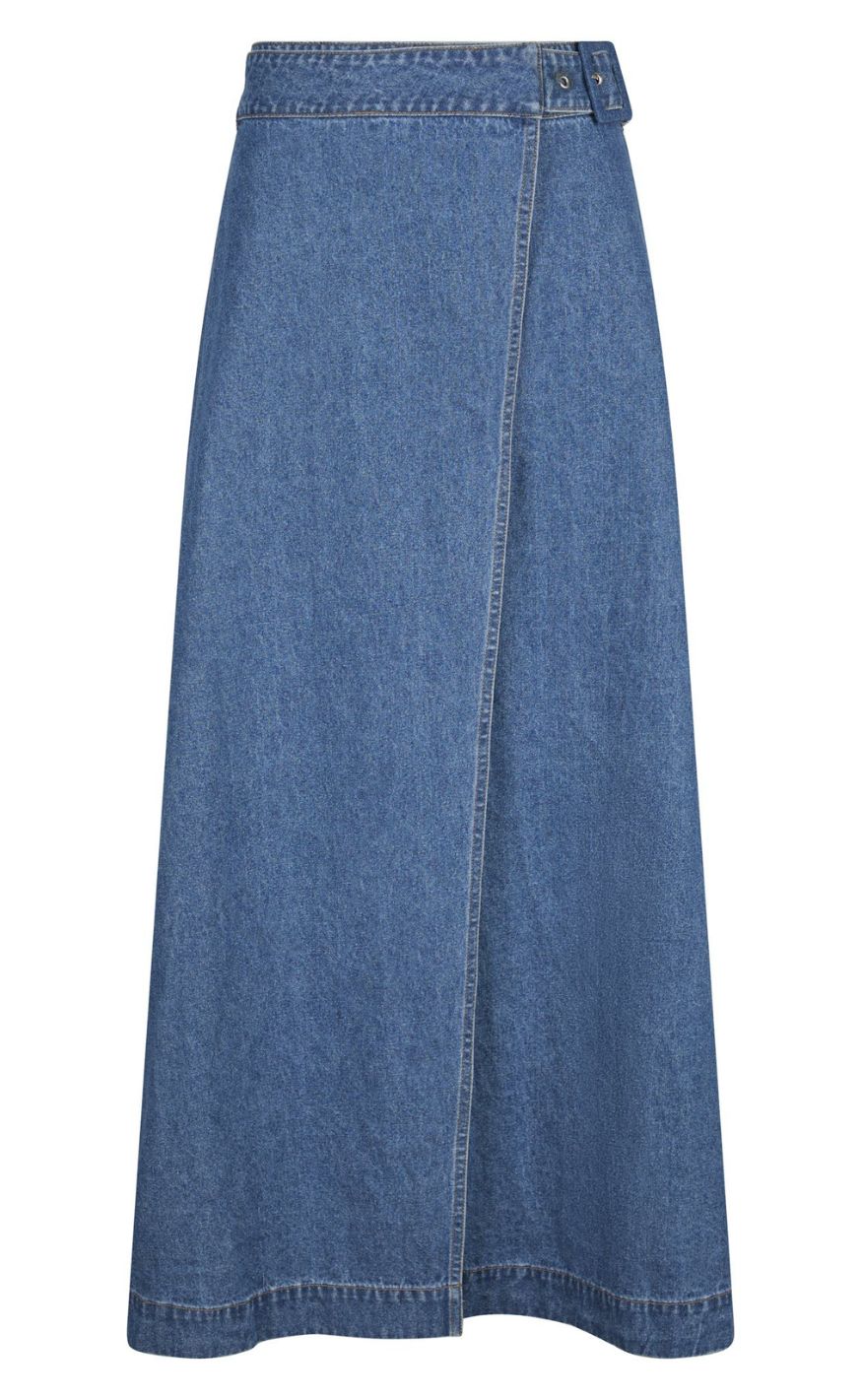 Neo Noir Nederdel - Nina Wrap Denim - Blue