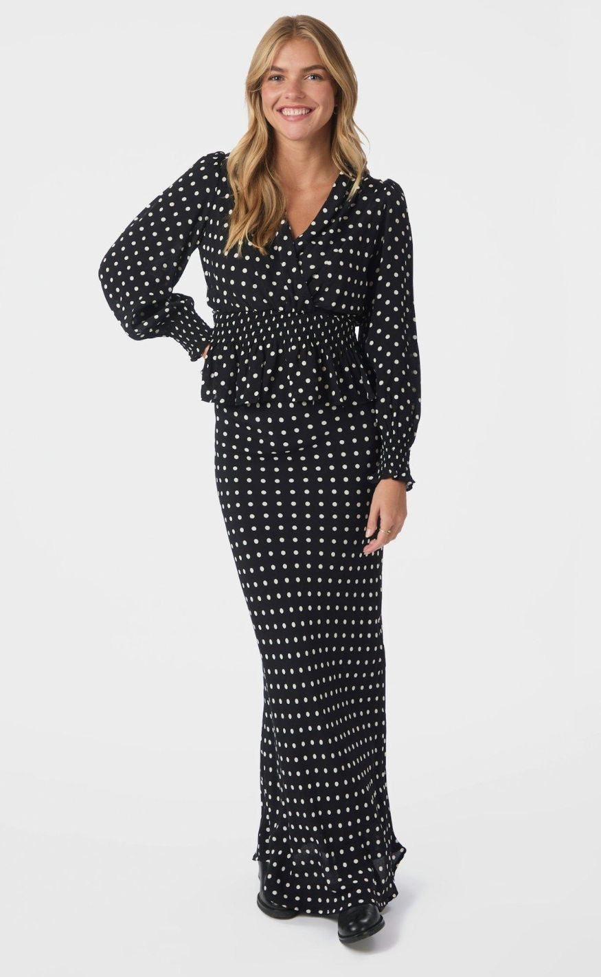 Neo Noir Nederdel - Viso Crepe Dot - Black