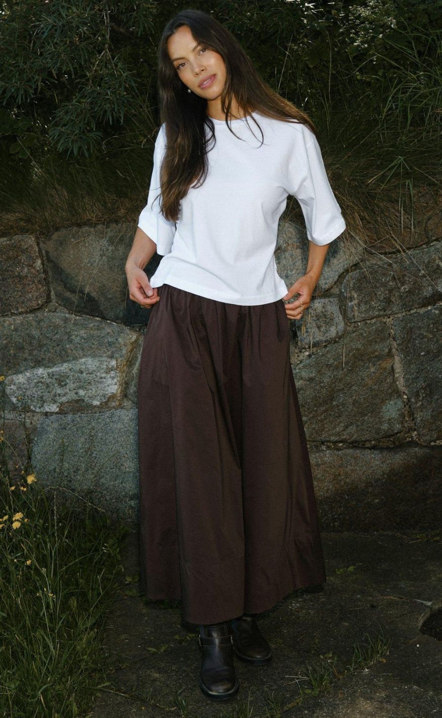 Neo Noir Nederdel - Yara Poplin - Chocolate Brown