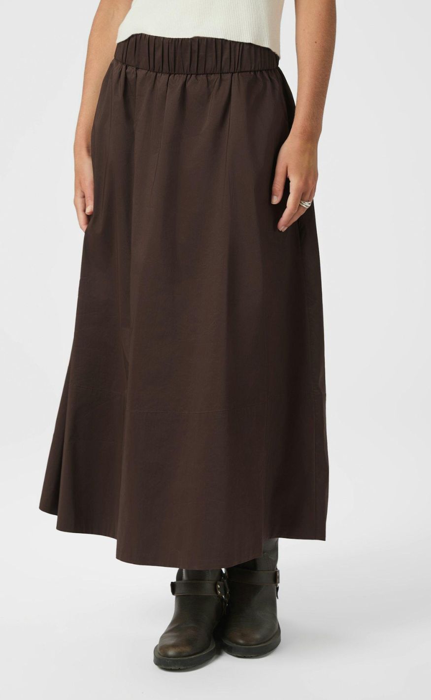 Neo Noir Nederdel - Yara Poplin - Chocolate Brown