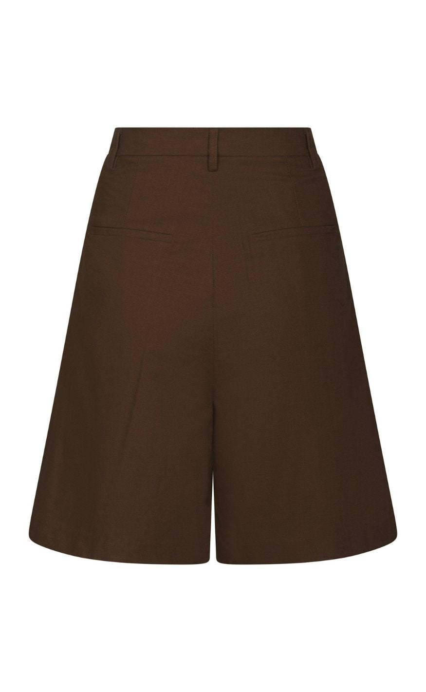 Neo Noir Shorts - Nika Linen - Dark Brown