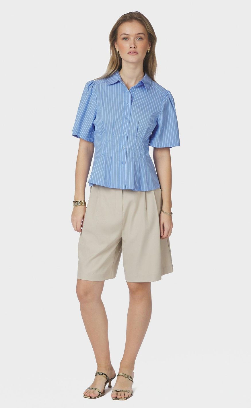 Neo Noir Skjorte - Balara Stripe Poplin - Light Blue