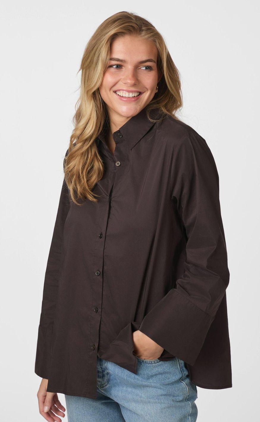 Neo Noir Skjorte - Dita Poplin - Chocolate Brown