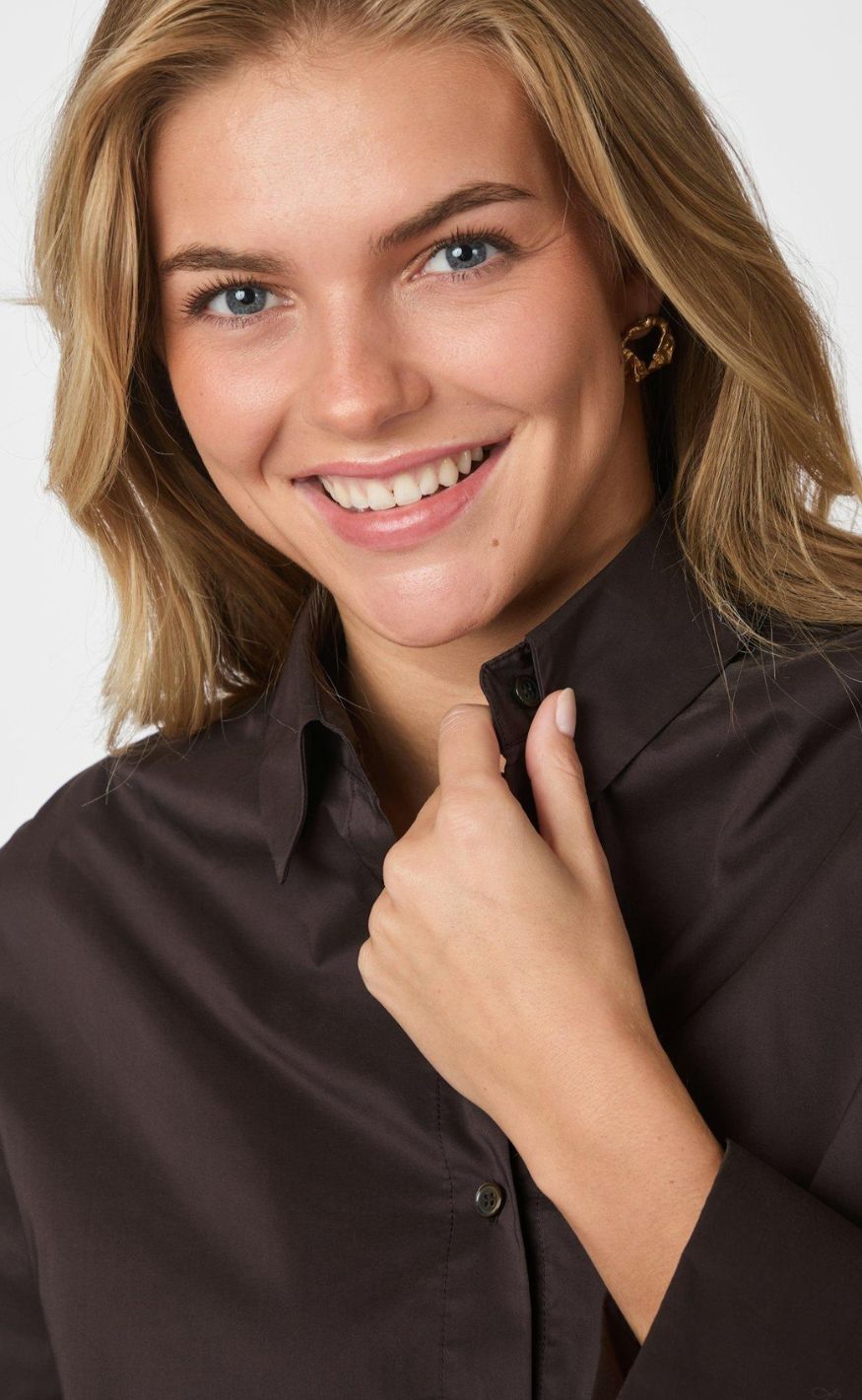 Neo Noir Skjorte - Dita Poplin - Chocolate Brown