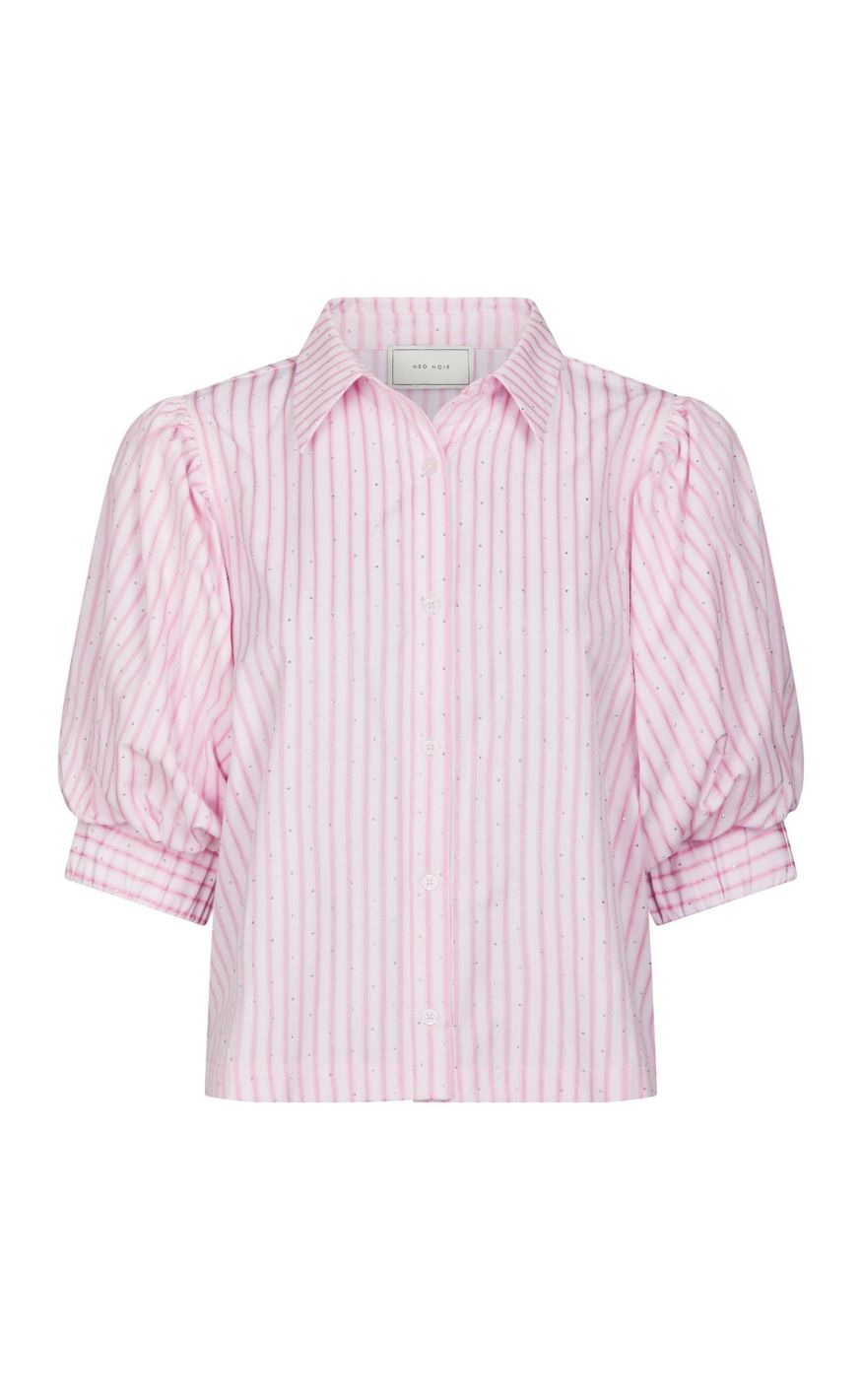 Neo Noir Skjorte - Etta Soft Stripe Stone - Light Pink