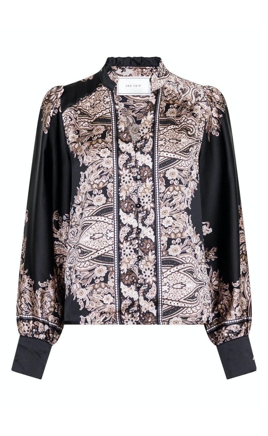 Neo Noir Skjorte - Massima Paisley - Black