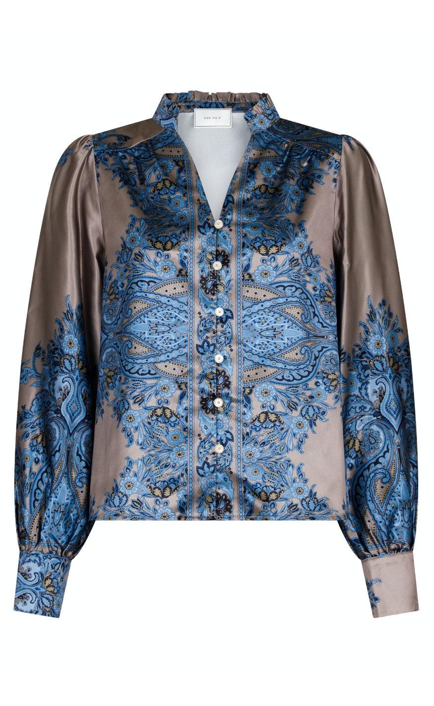 Neo Noir Skjorte - Massima Paisley - Blue