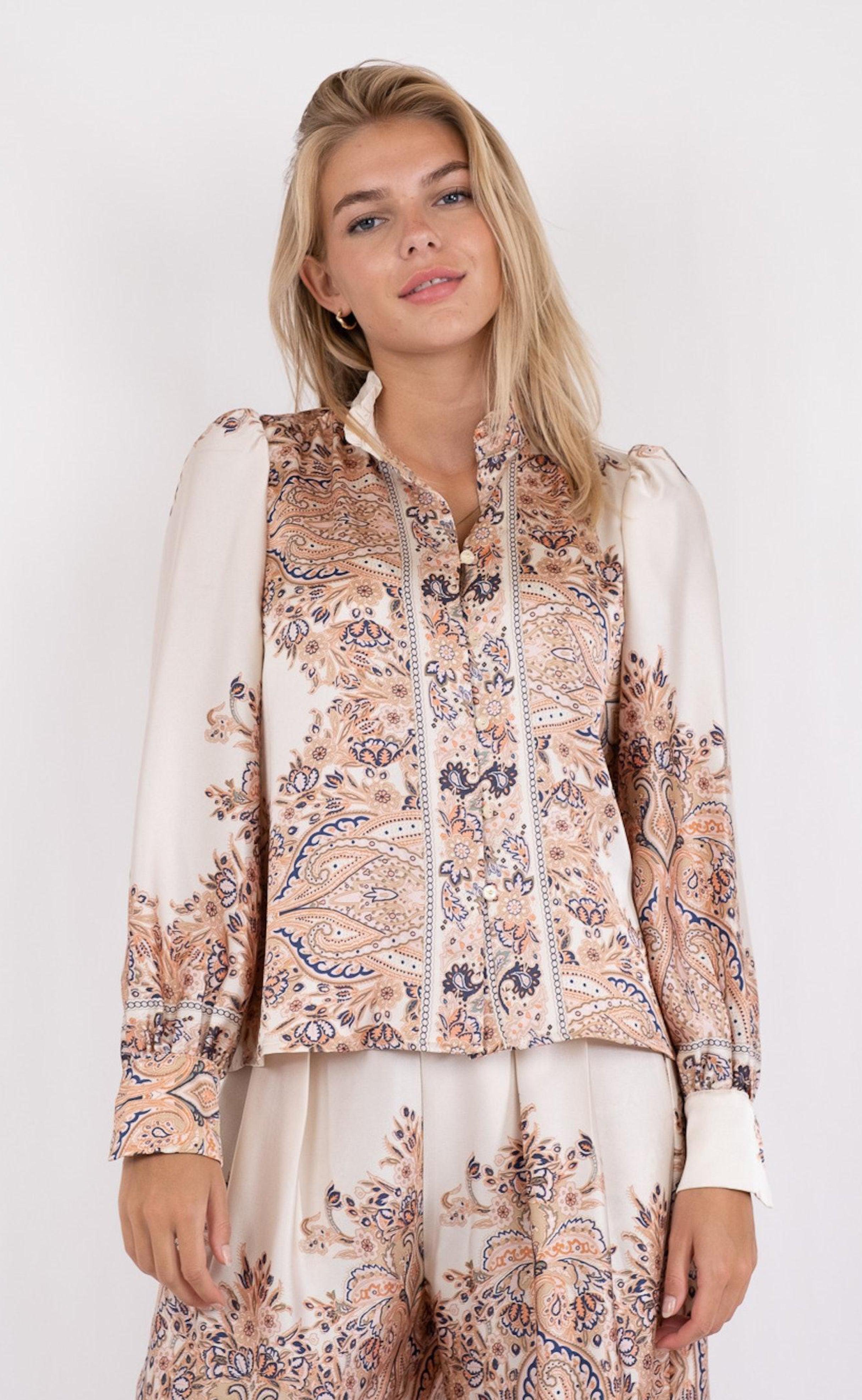 Neo Noir Skjorte - Massima Paisley - Creme