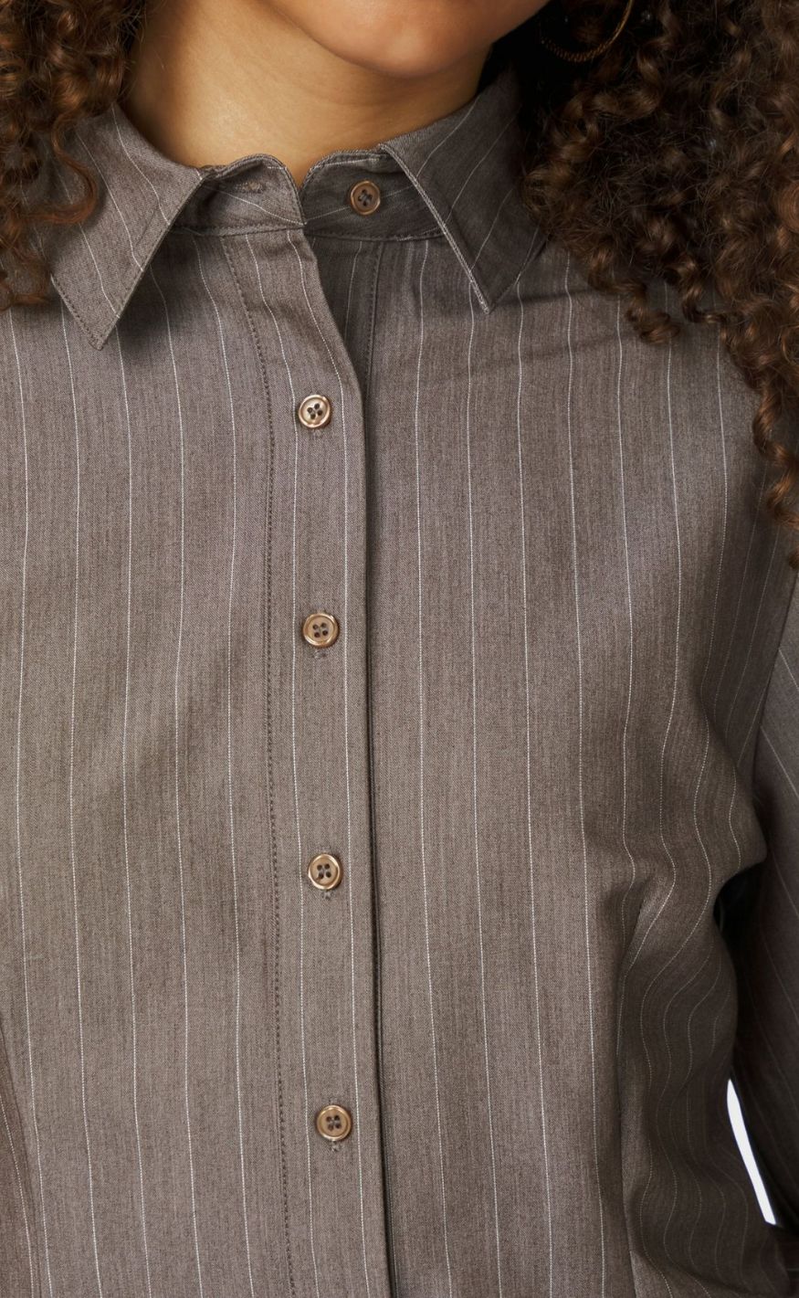 Neo Noir Skjorte - Rosa Pinstripe Melange - Dusty Brown