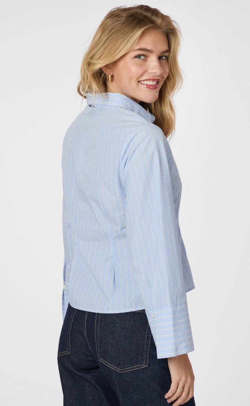Neo Noir Skjorte - Rosa Stripe - Light Blue