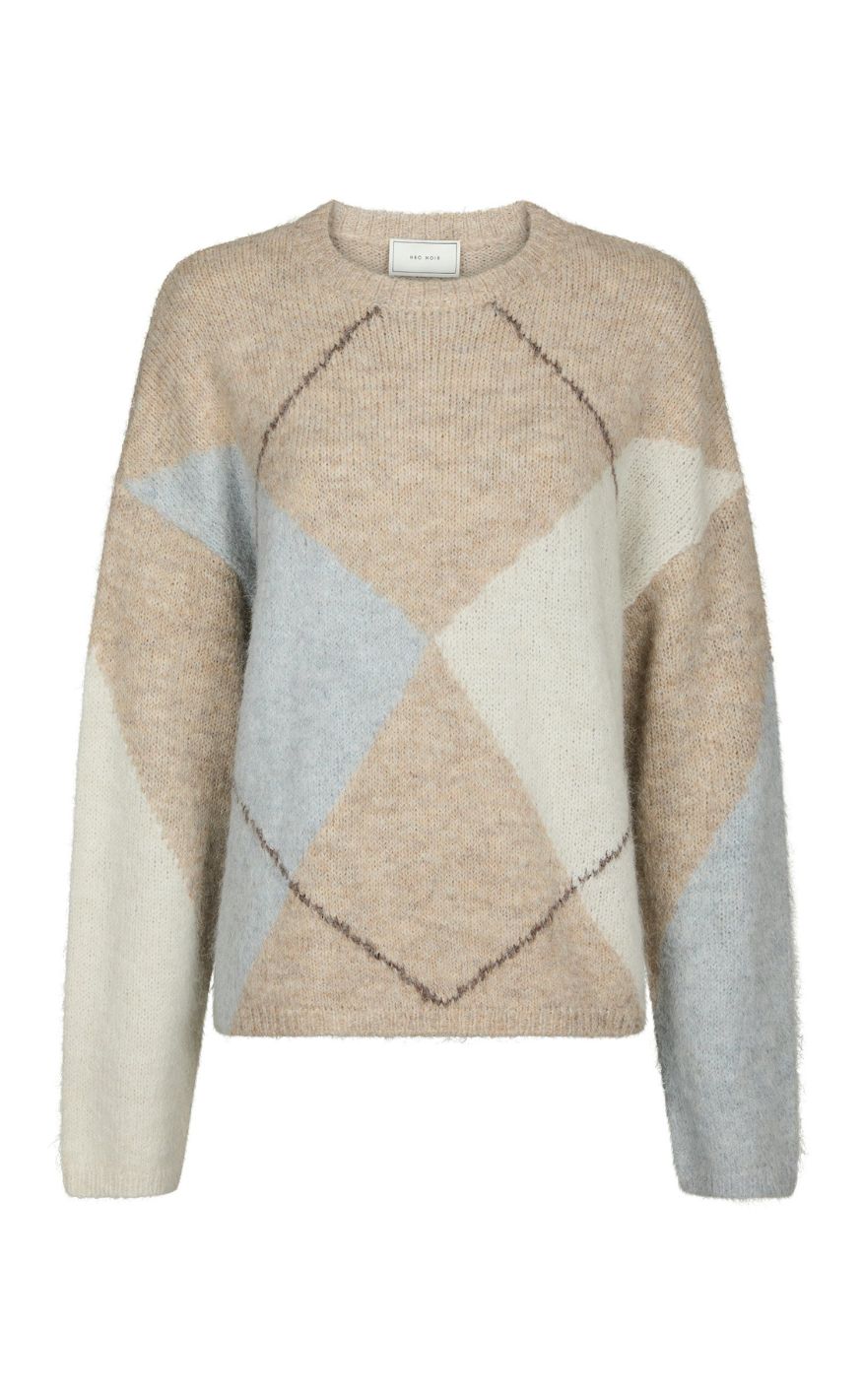 Neo Noir Strik - Inga Check - Beige Melange
