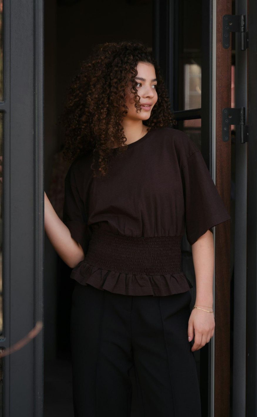 Neo Noir T-shirt - Dray Boxy Smock - Dark Brown