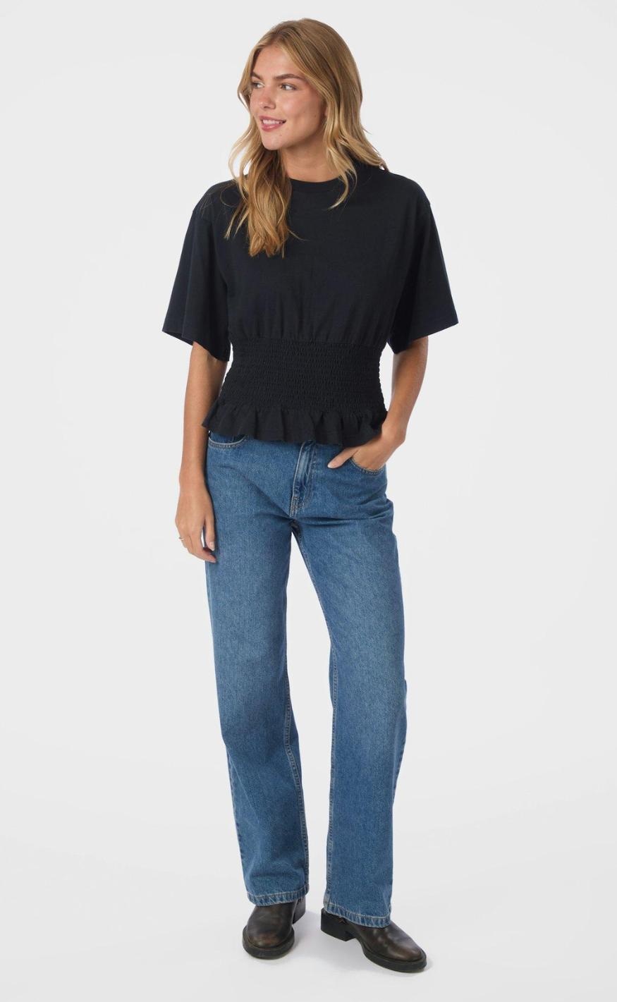 Neo Noir T-shirt - Dray Boxy Smock - Navy