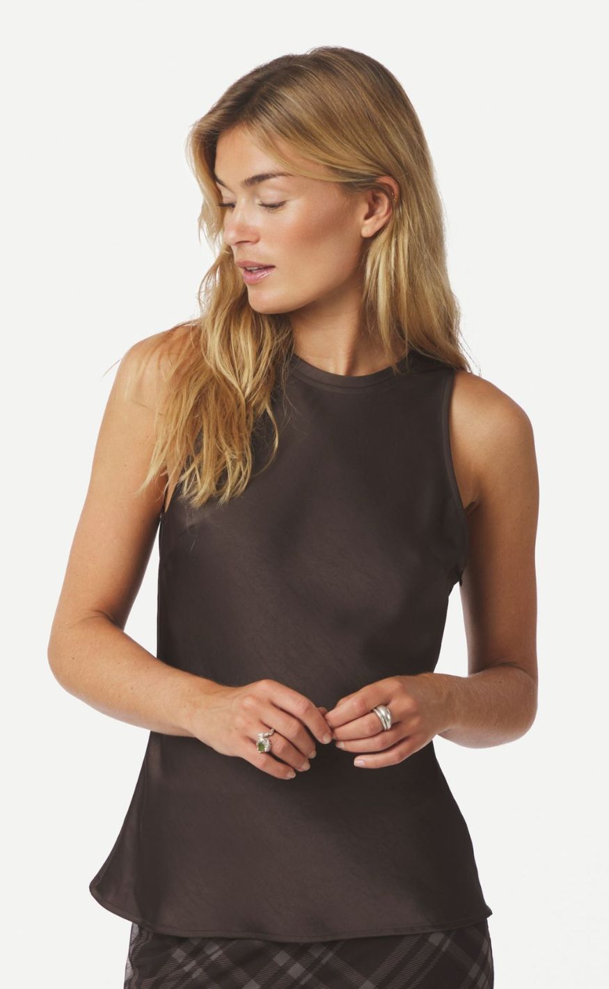 Neo Noir Top - Celina Heavy Sateen - Dark Brown