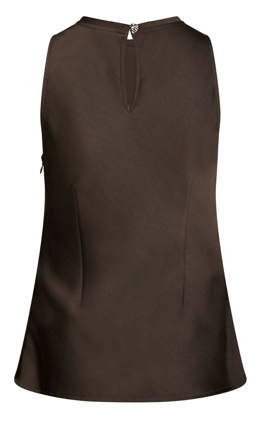 Neo Noir Top - Celina Heavy Sateen - Dark Brown
