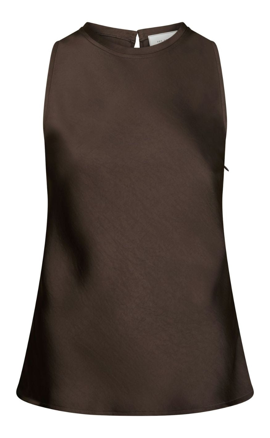 Neo Noir Top - Celina Heavy Sateen - Dark Brown