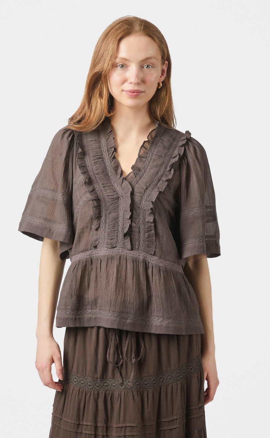 Neo Noir Top - Evienne S Voile - Dark Brown