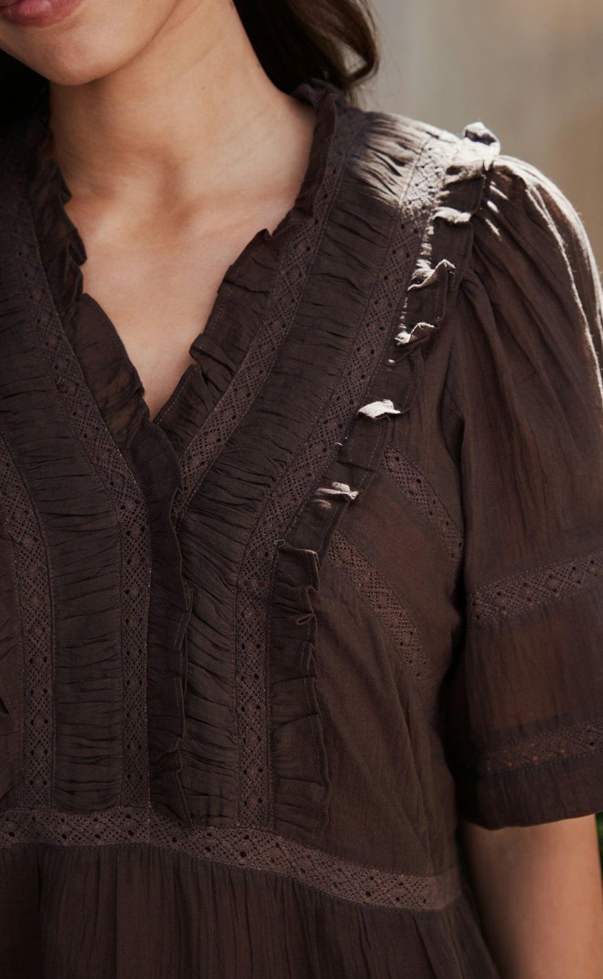 Neo Noir Top - Evienne S Voile - Dark Brown