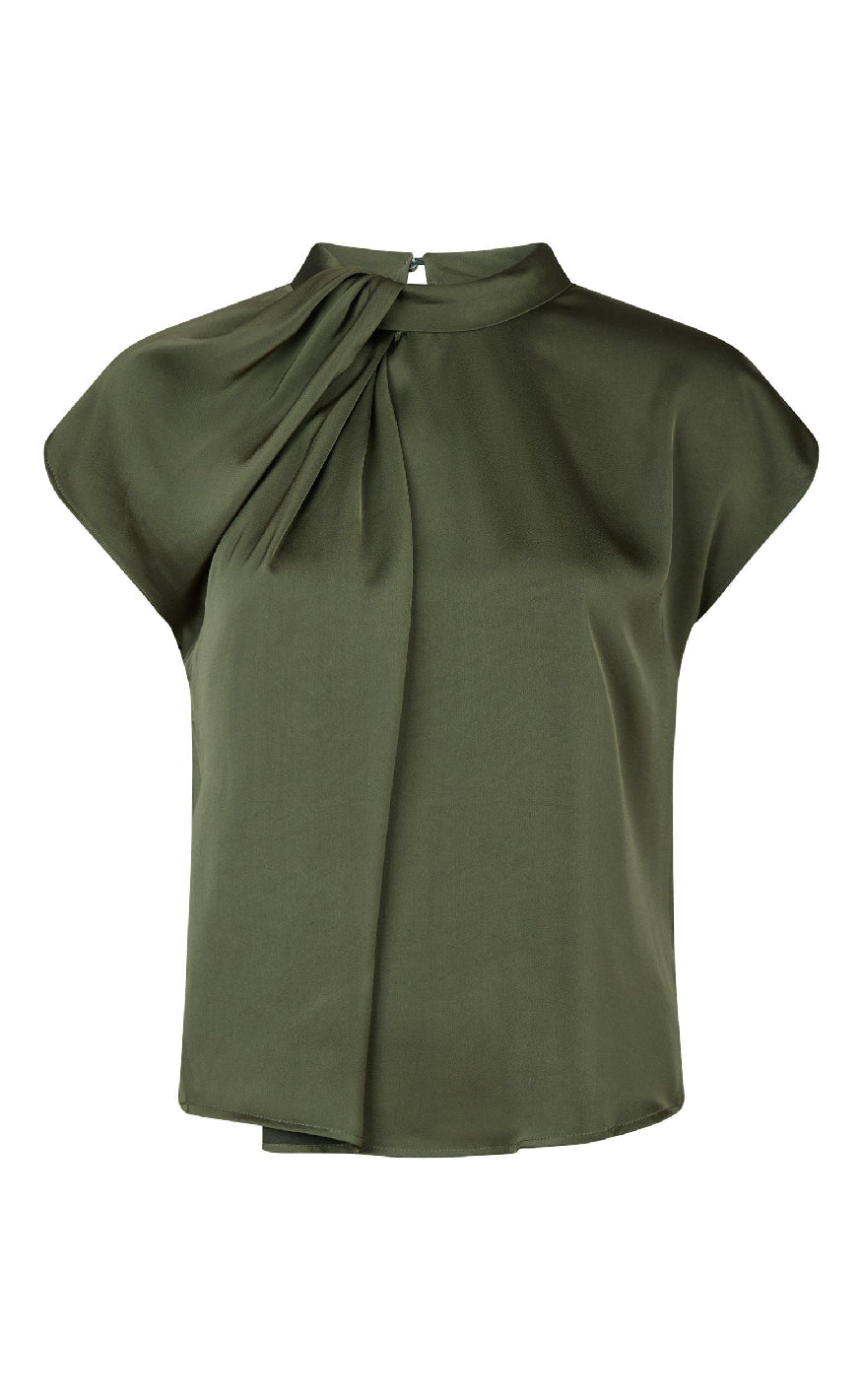 Neo Noir Top - Fleur Drapy Satin - Army