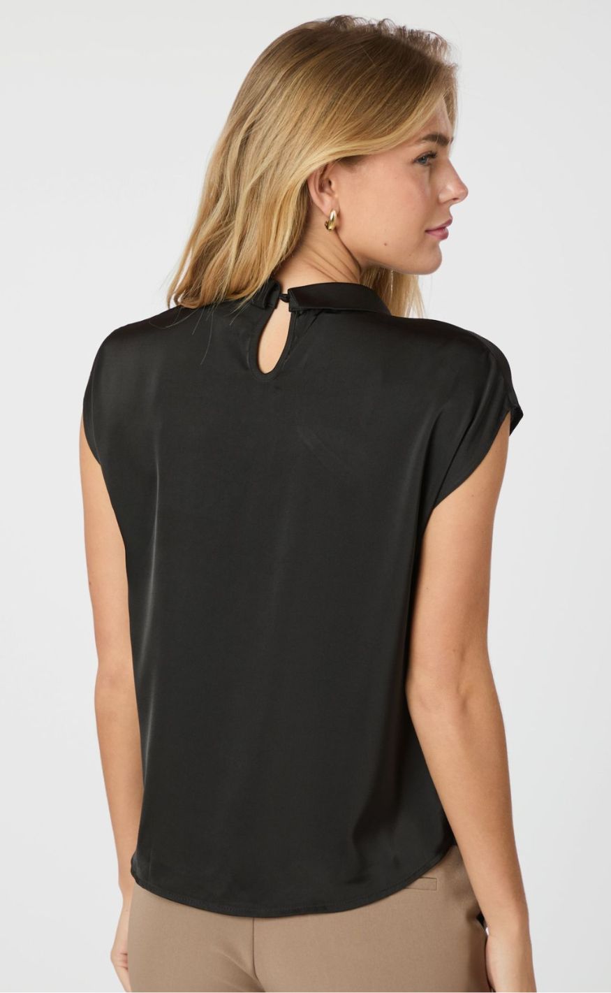 Neo Noir Top - Fleur Drapy Satin - Black