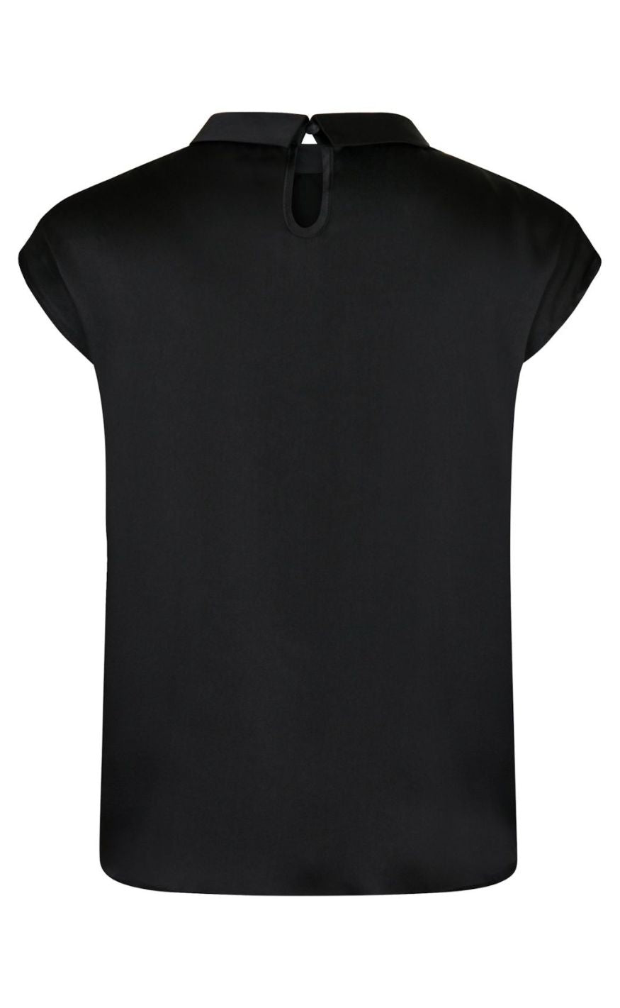 Neo Noir Top - Fleur Drapy Satin - Black