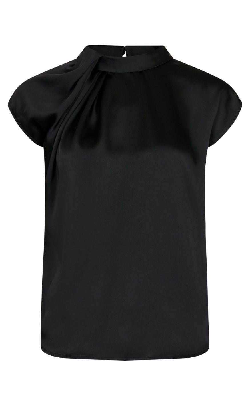 Neo Noir Top - Fleur Drapy Satin - Black