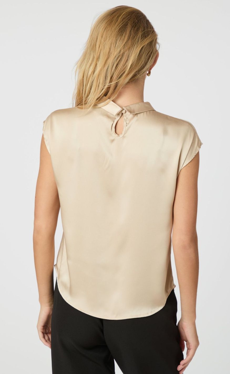 Neo Noir Top - Fleur Drapy Satin - Dark Sand