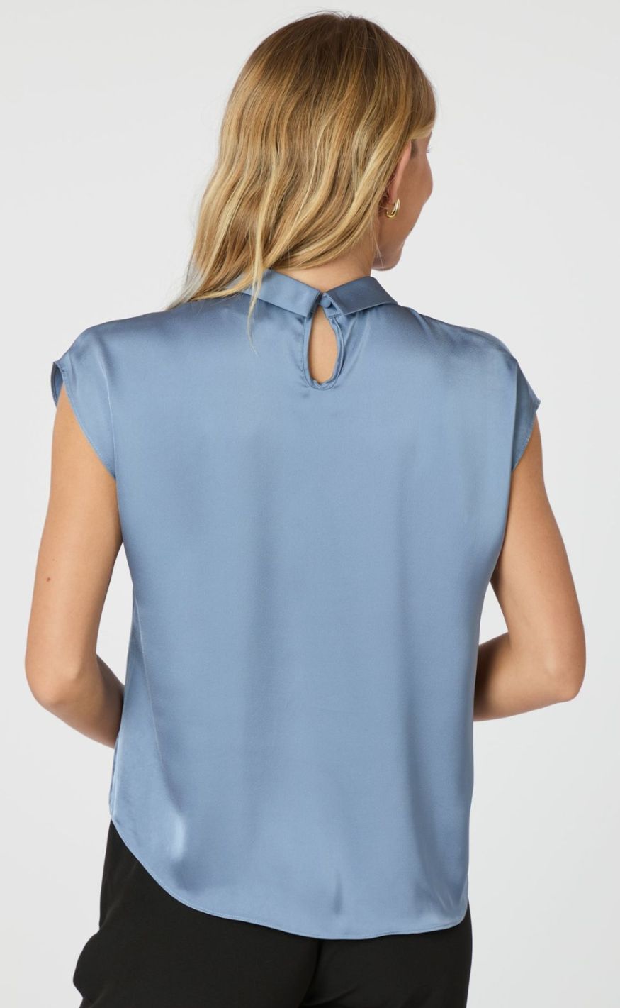 Neo Noir Top - Fleur Drapy Satin - Dusty Blue