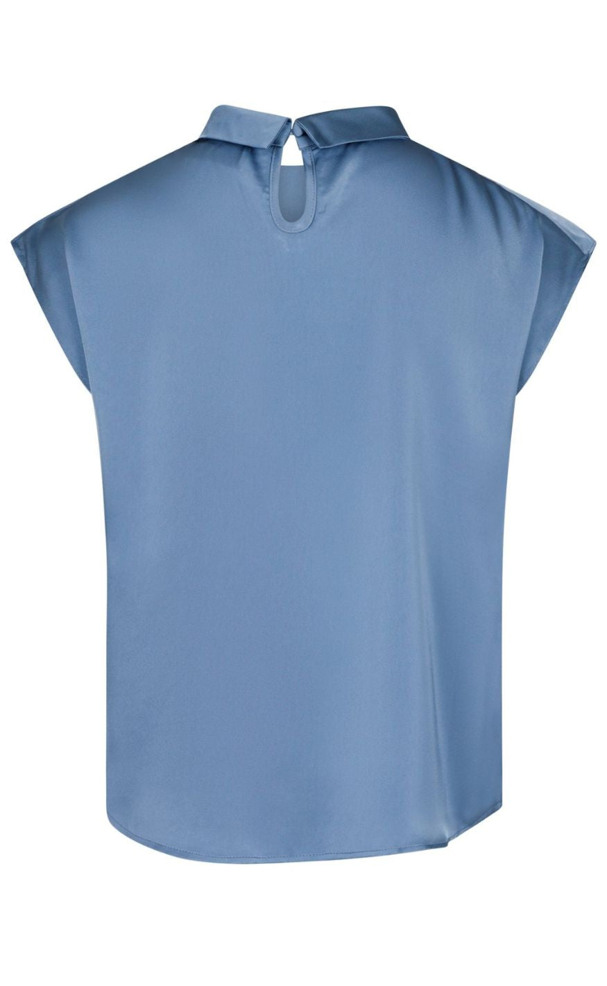 Neo Noir Top - Fleur Drapy Satin - Dusty Blue